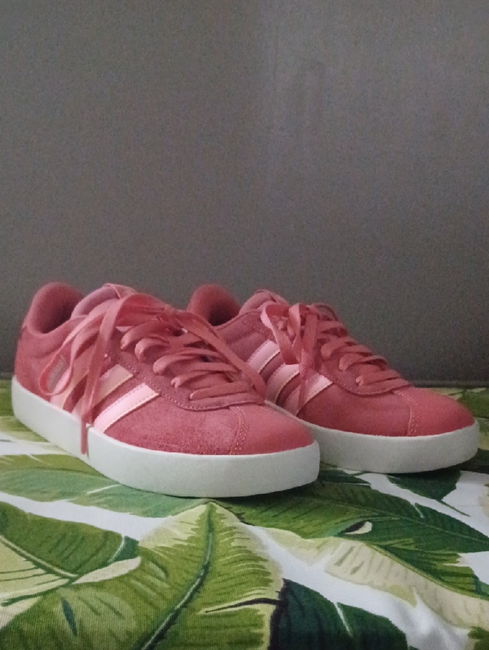 adidas Women’s Pink Suede Low-Top Sneakers with Light Pink Stripes